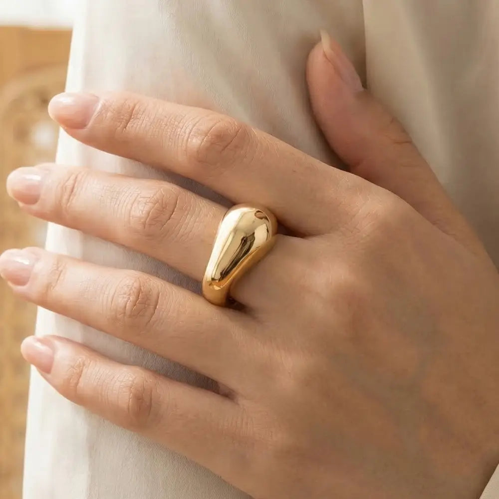 Gold Dipped Metallic Fashion Stretch Ring