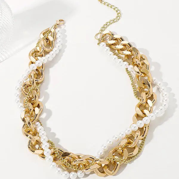 Adjustable Chain and Pearl Necklace