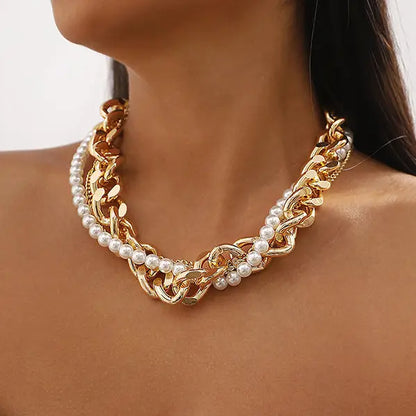 Adjustable Chain and Pearl Necklace
